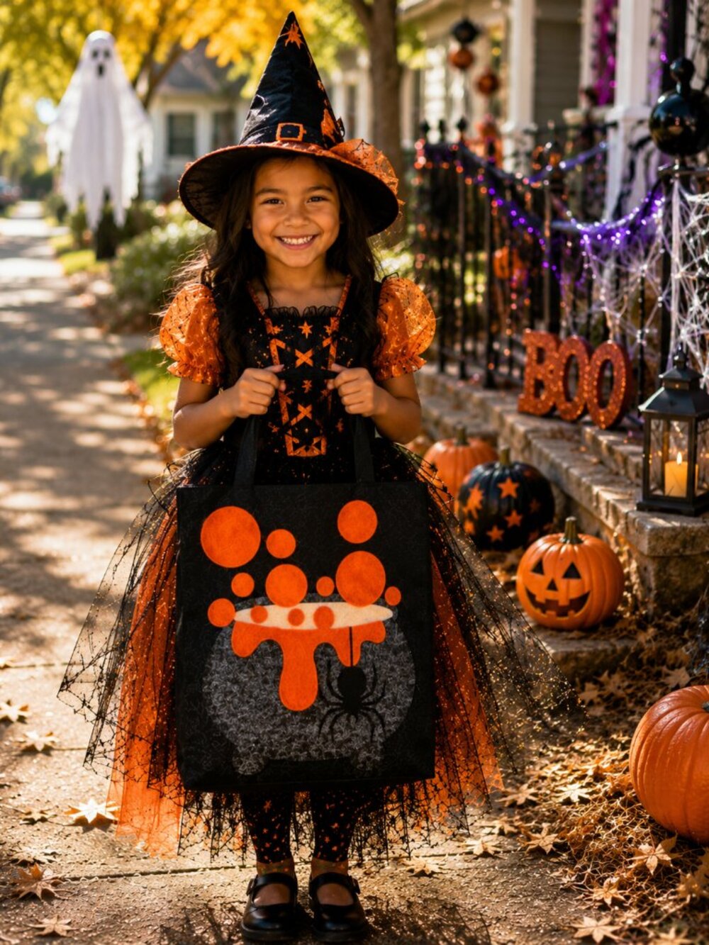 Halloween Witch Cauldron Tote Bag / Trick or Treat felt bag